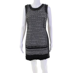 Hanii Y Womens Woven Sequined Front Sleeveless Dress Black White Size EUR 42